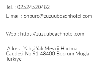 Zuzuu Beach Hotel iletiim bilgileri